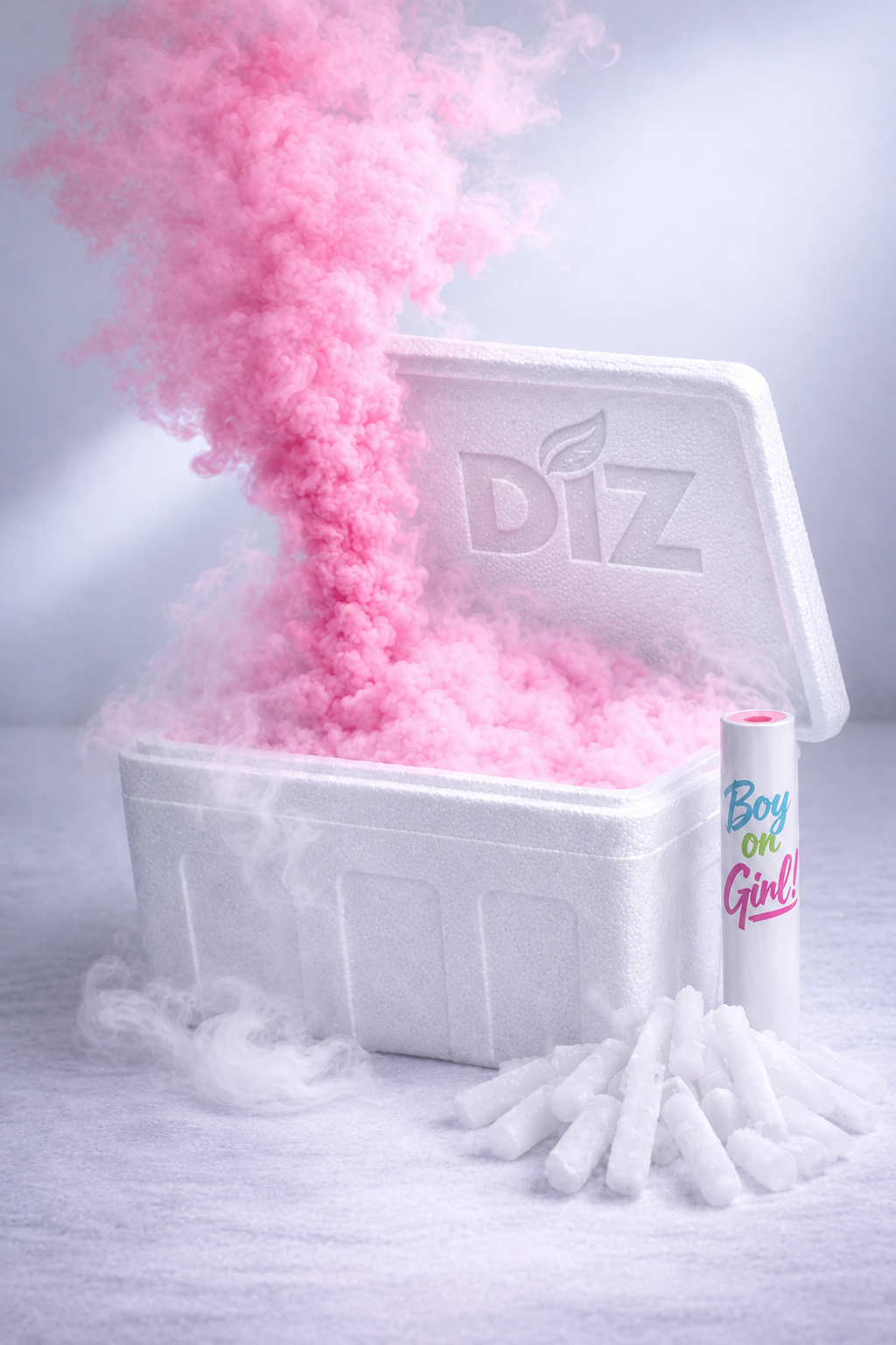 zestaw suchy lód gender reveal z flarą